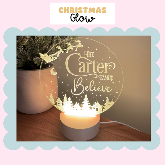 Christmas Glow – Personalised Family Believe LED Lamp