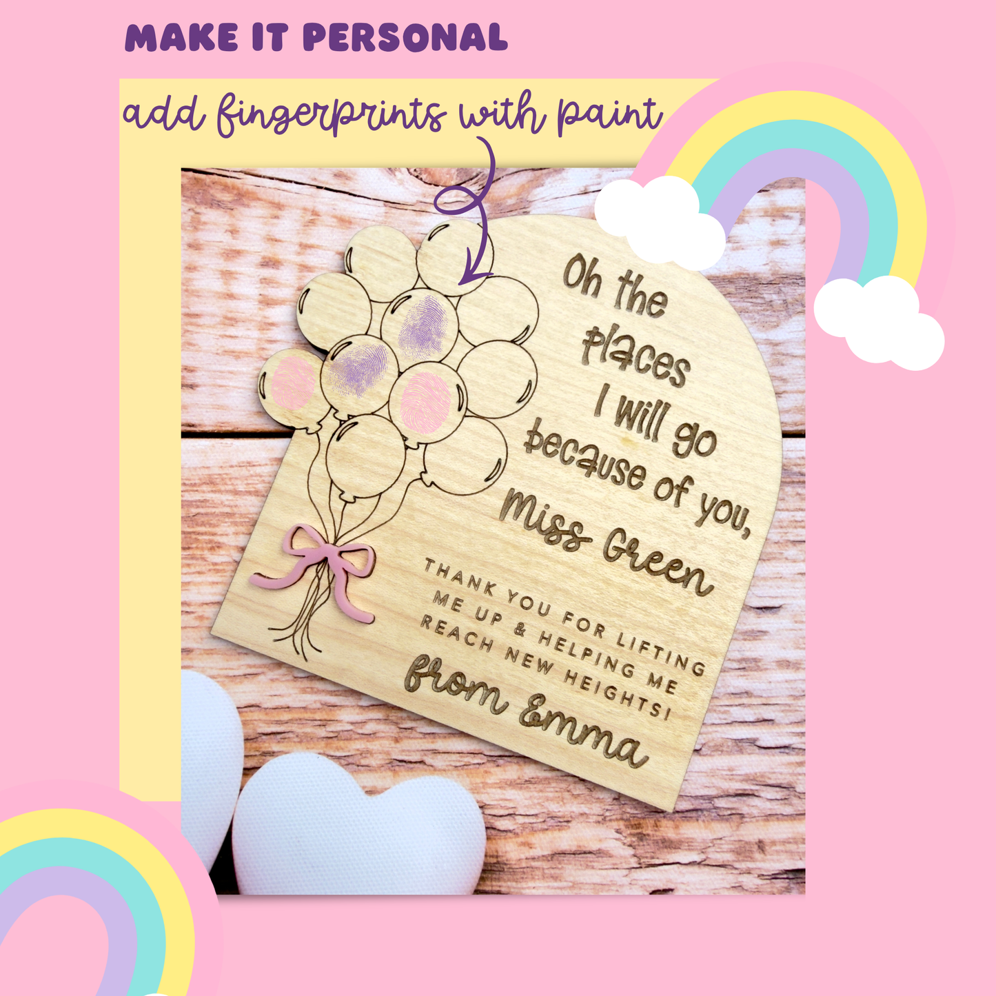 Personalised Fingerprint balloon Teacher Magnet