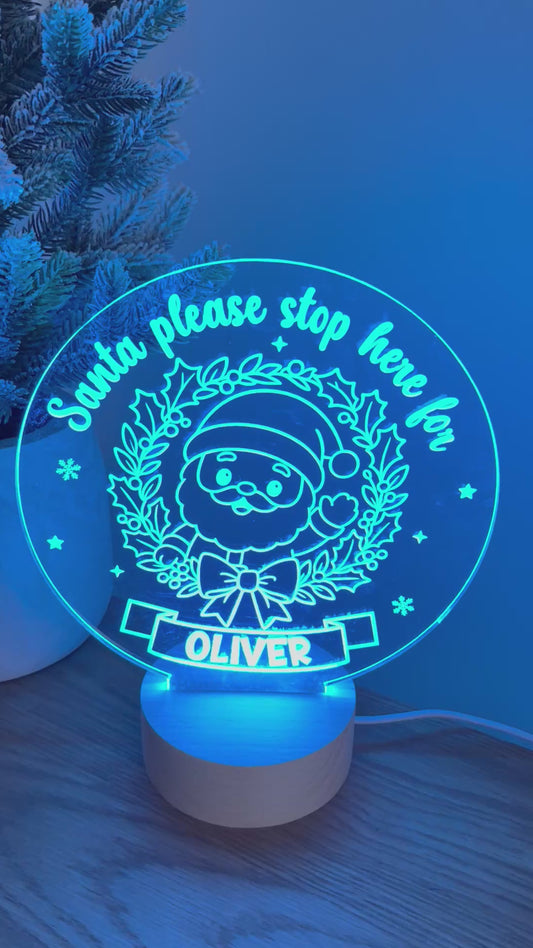Christmas Glow – Personalised Santa Please Stop Here LED Lamp