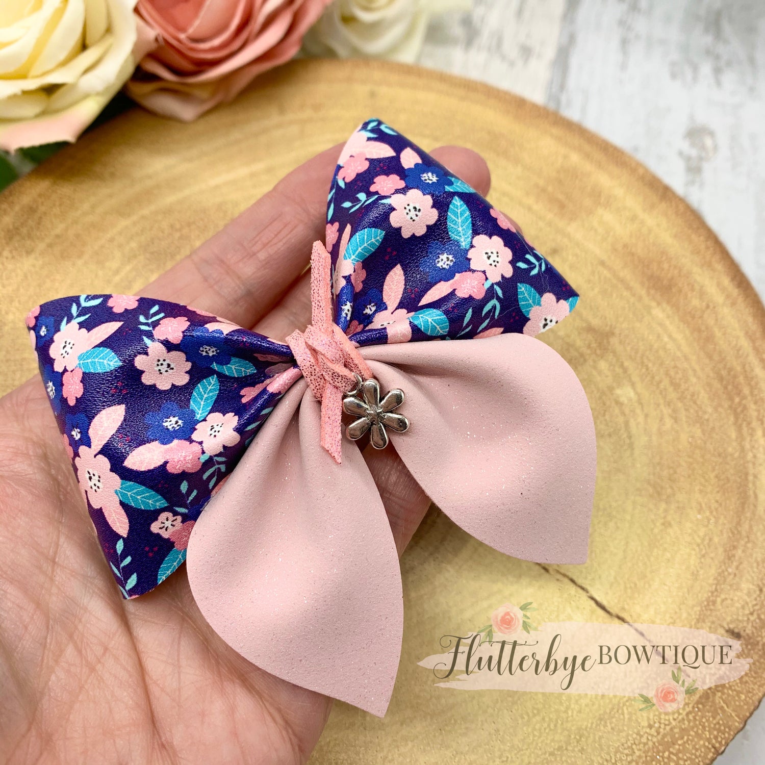 Spring Floral Party Pinch Hair Bow - Flutterbye Bowtique