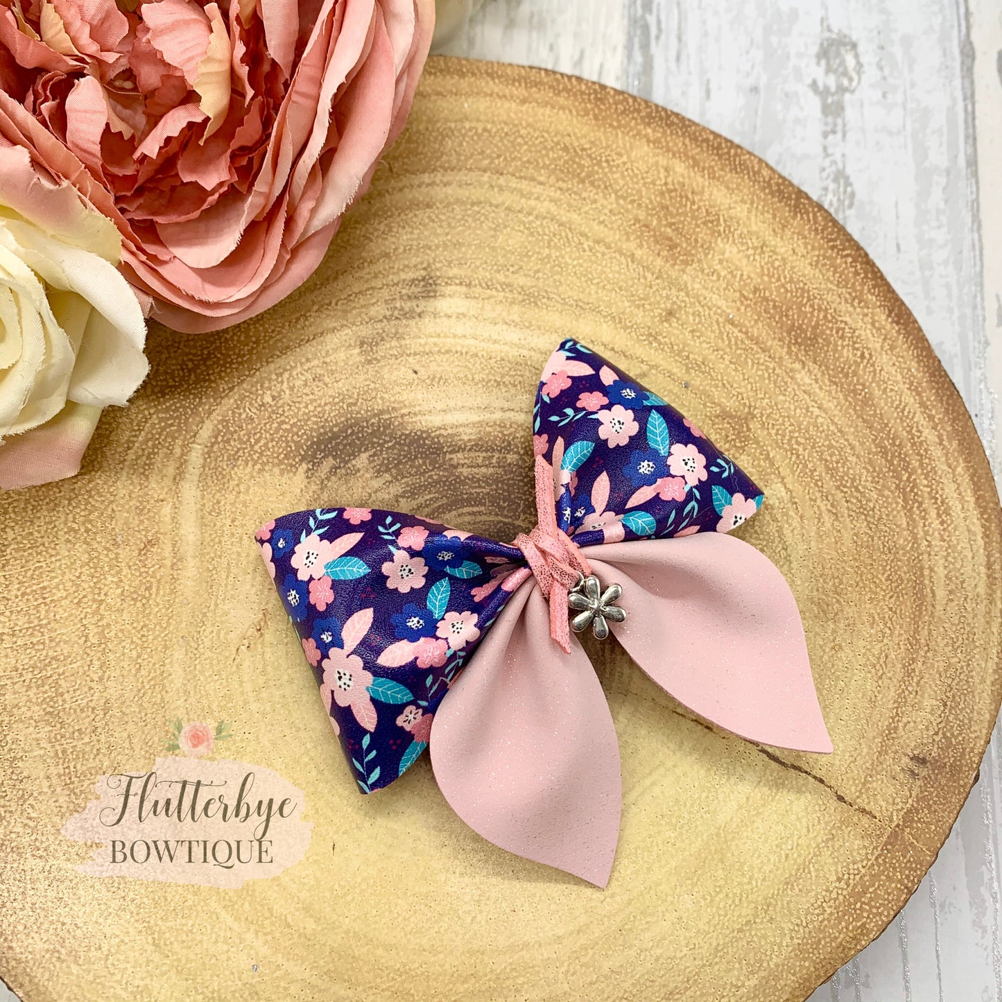 Spring Floral Party Pinch Hair Bow - Flutterbye Bowtique