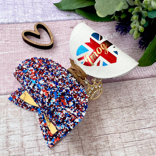 Personalised Coronation Crown Charm Hair Bow