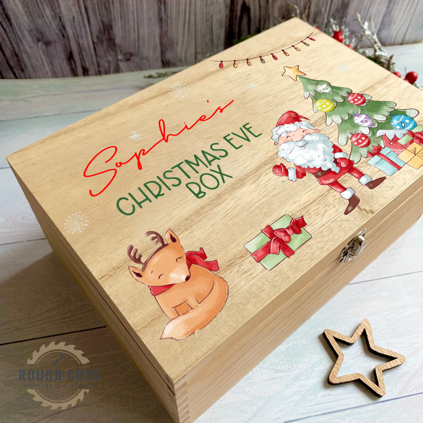 Santa Christmas Eve Box, personalised wooden box