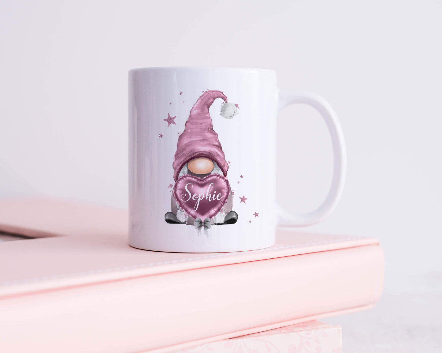 Personalised Pink Gnome Mug