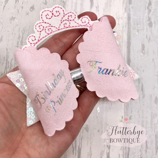 Birthday Princess Hair Bow, Birthday Crown - Flutterbye Bowtique