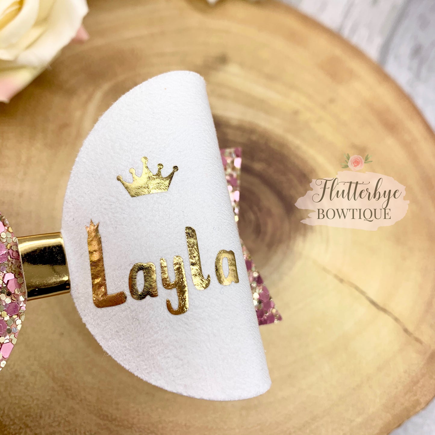 Personalised Mini Queen Set Hair Bow, Crown Bow