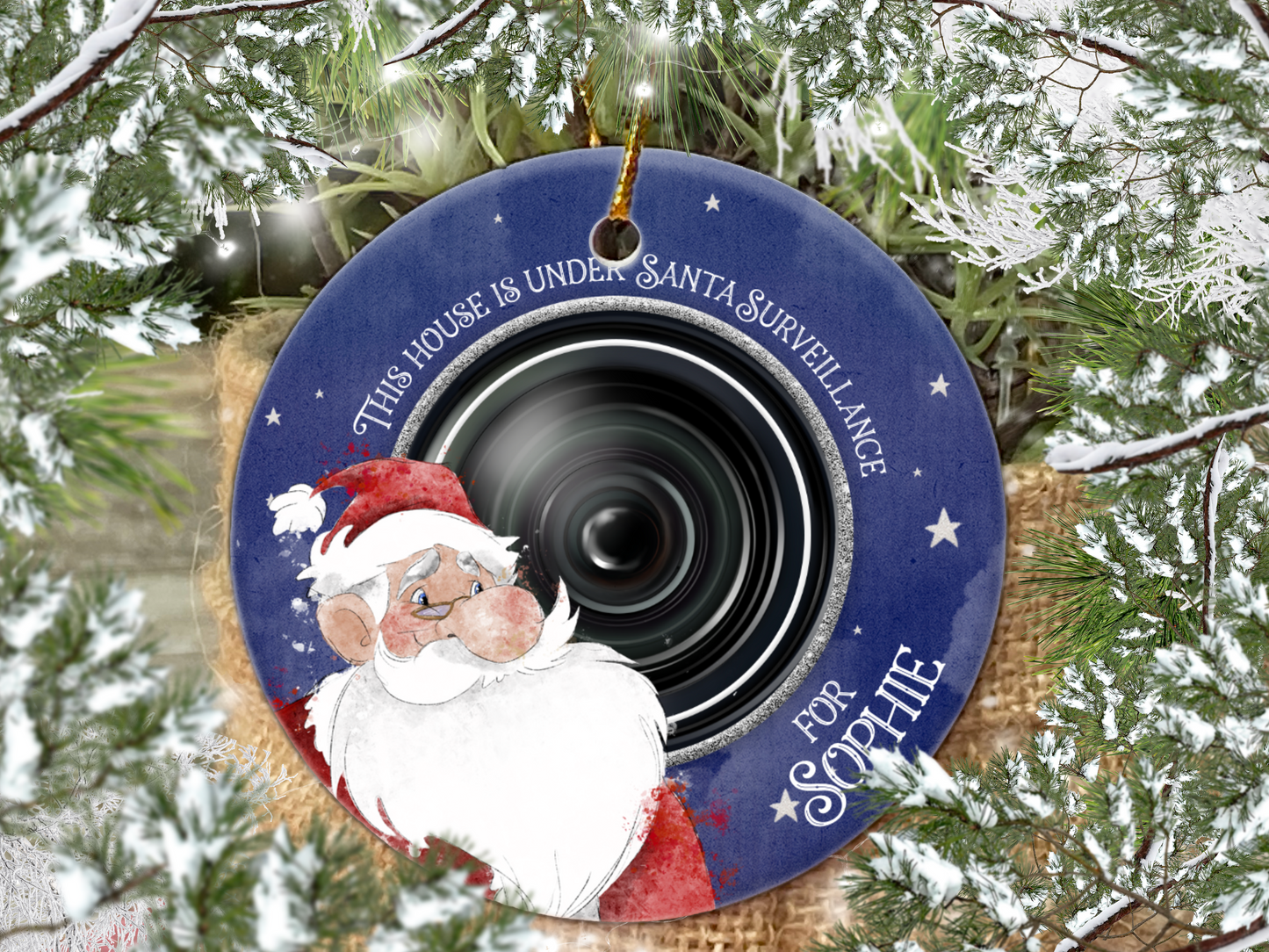 Santa Surveillance Camera Christmas Decoration, Father Christmas tree bauble