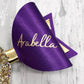 Personalised Cadbury Purple Satin Bow, Gold Glitter Name Bow - Flutterbye Bowtique