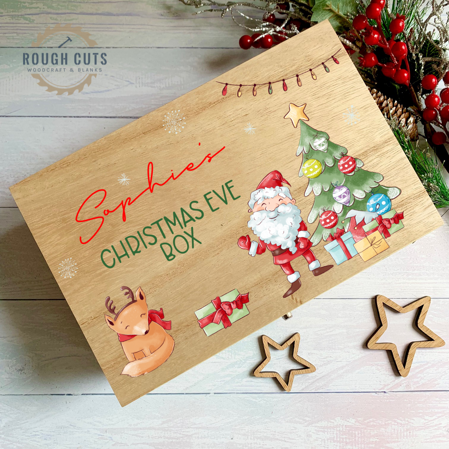 Santa Christmas Eve Box, personalised wooden box