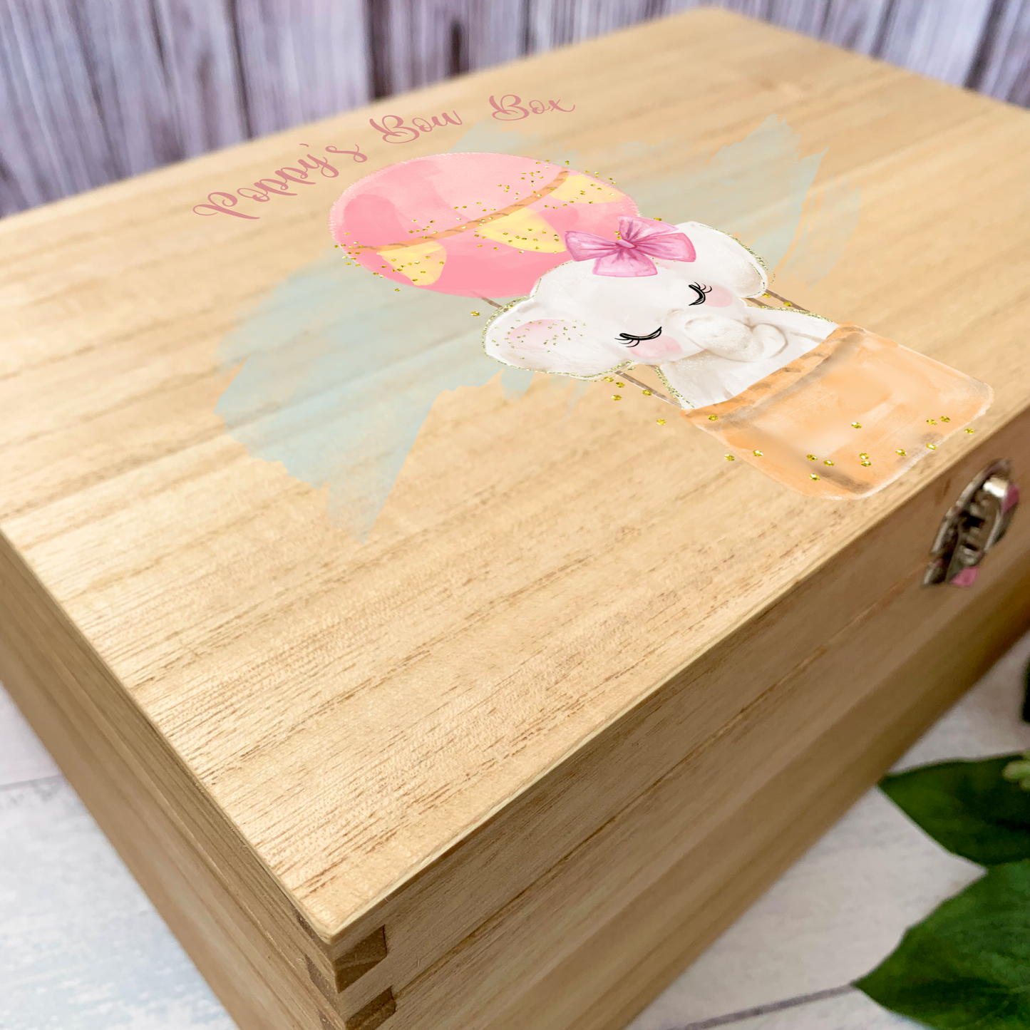 Elephant Bow Box, personalised wooden box