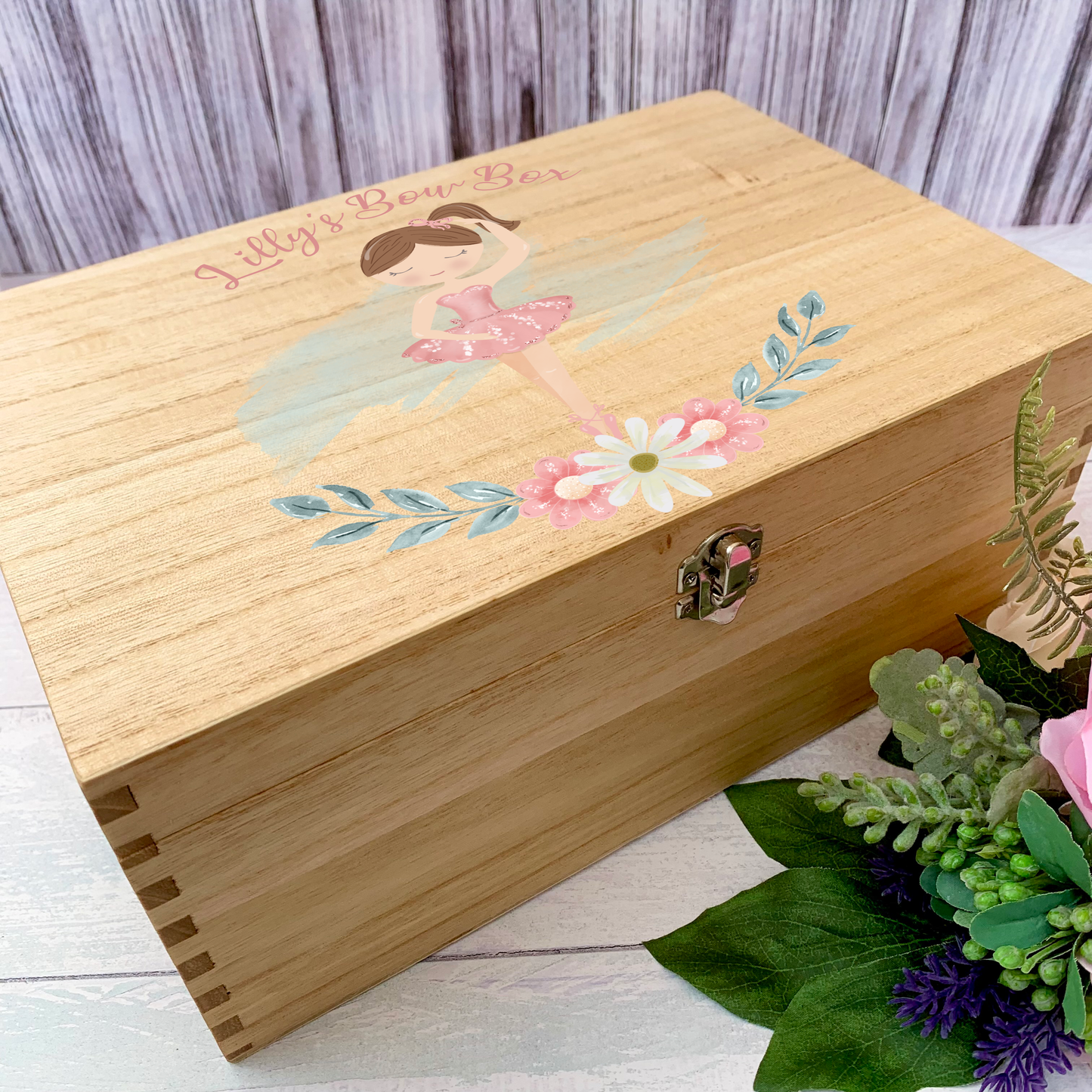 Ballerina Bow Box, personalised wooden box