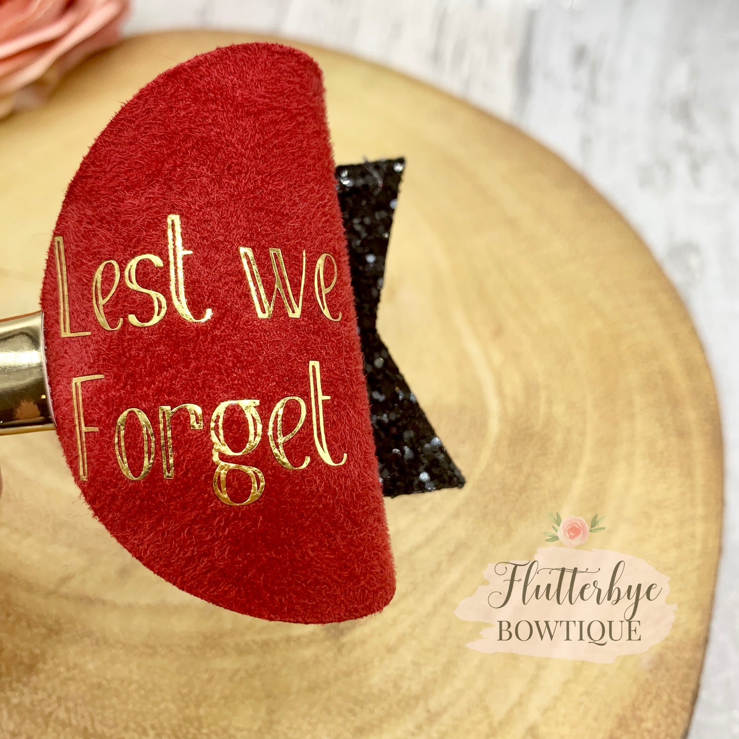 Soldier Remembrance Hair Bow, Lest we forget poppy bow