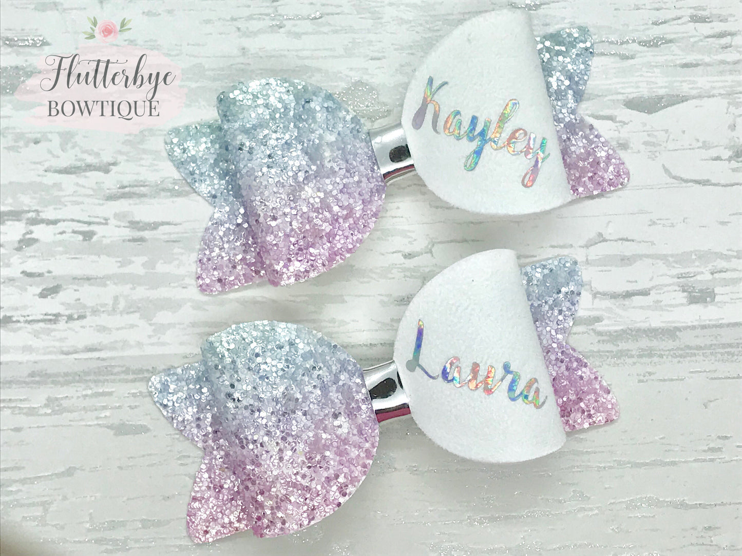 Small Personalised Hair Bow, Personalised School Bows - Flutterbye Bowtique