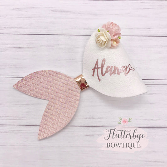 Blush Pink Mermaid Hair Bow - Flutterbye Bowtique
