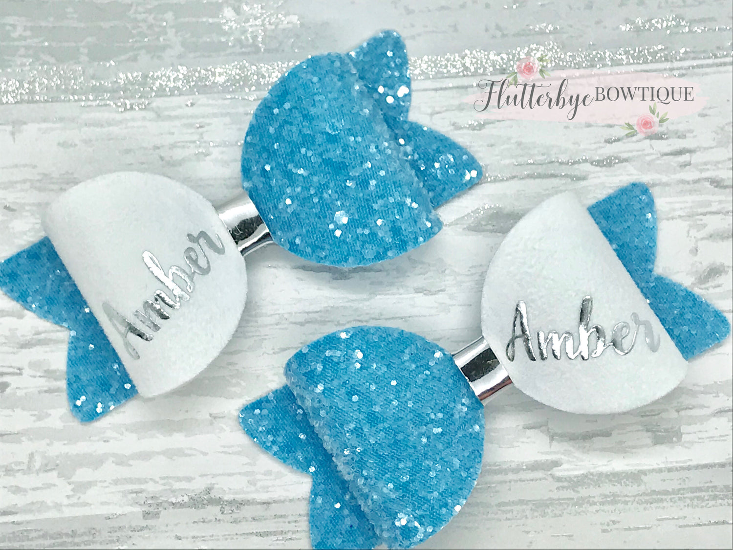 Small Personalised Hair Bow, Personalised School Bows - Flutterbye Bowtique