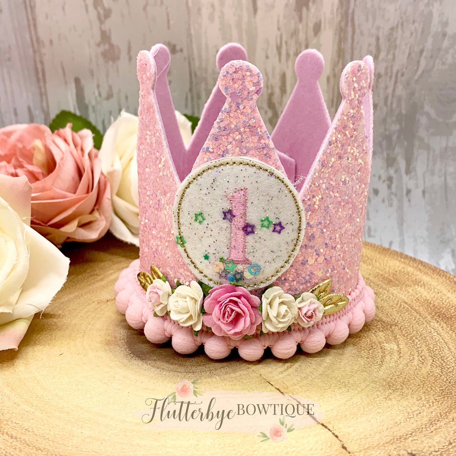 New Shaker Birthday Crown and Badge, Cake Smash Props - Flutterbye Bowtique