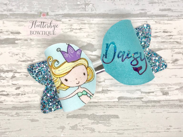 Personalised Mermaid Girl Hair Bow - Flutterbye Bowtique