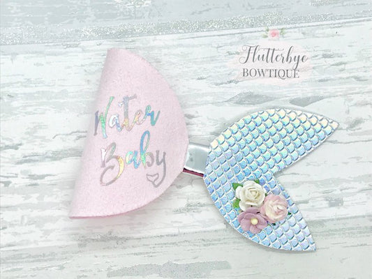 Mermaid Hair Bow, Water Baby Bow, Personalised Mermaid Bow - Flutterbye Bowtique