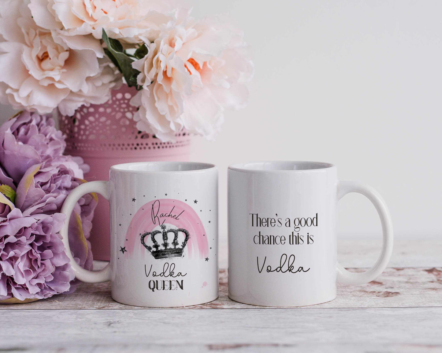 Personalised Vodka Queen Mug, Gin, Wine